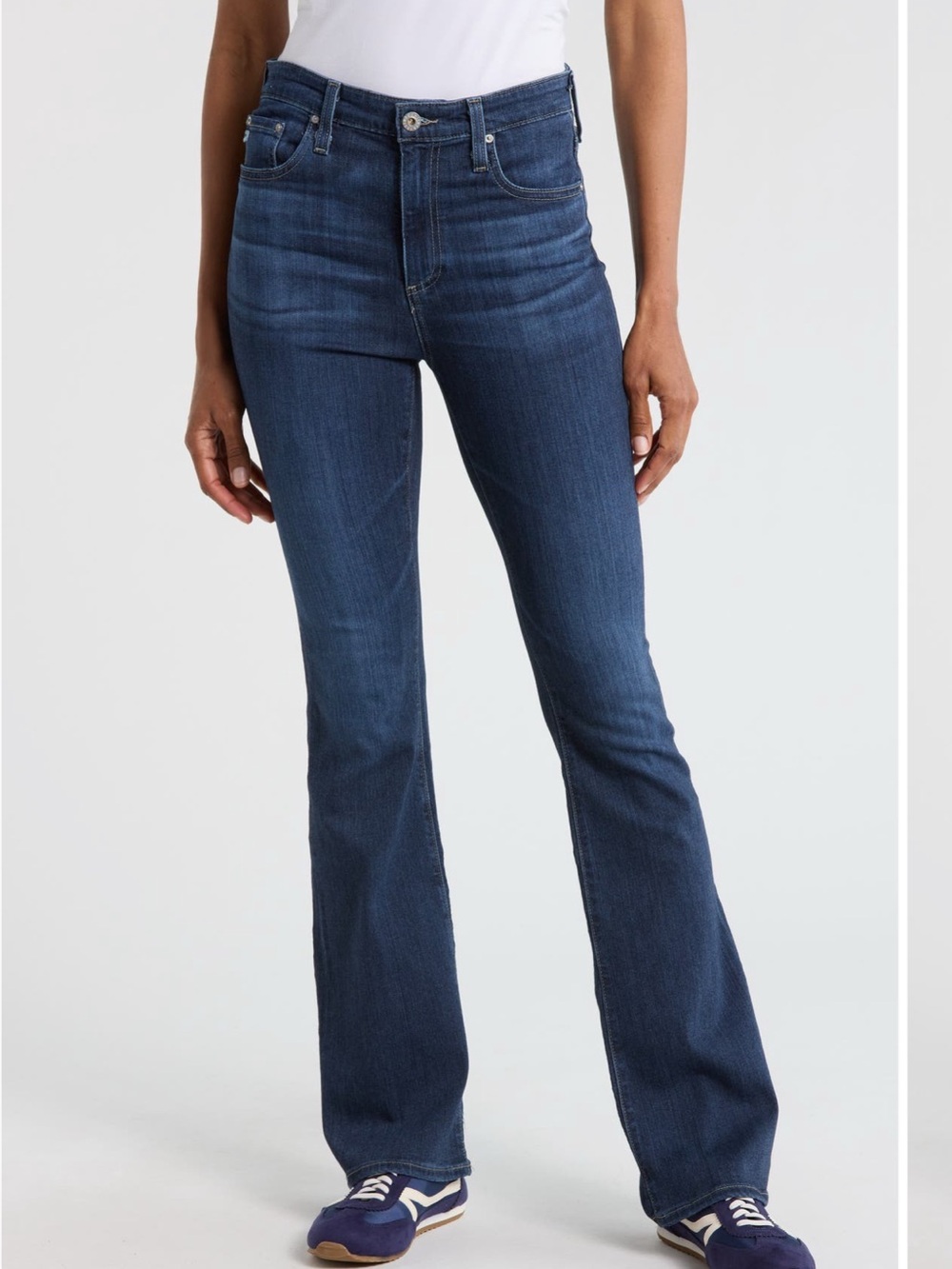 AG Adriano Goldschmied Dark Indigo Farrah Boot Cut Mid Rise Fit Jeans Sz 28 x 32